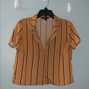 Mustard yellow button up cropped shirt